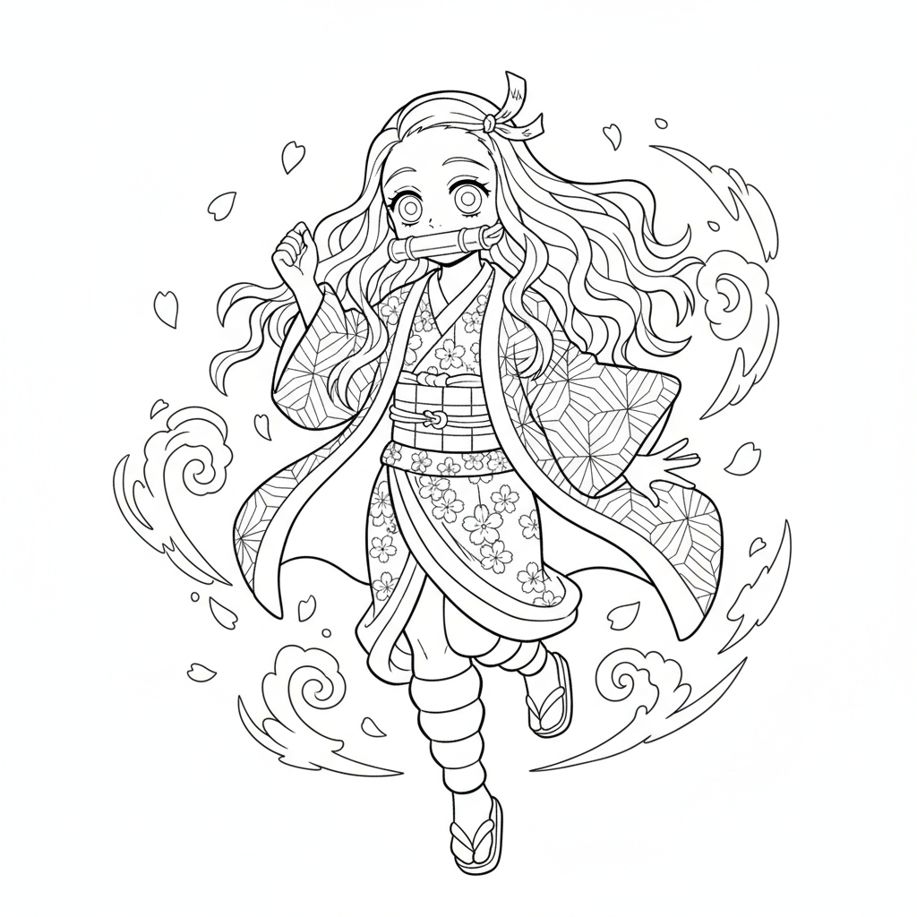 Coloriage coloriage demon slayer nezuko 5