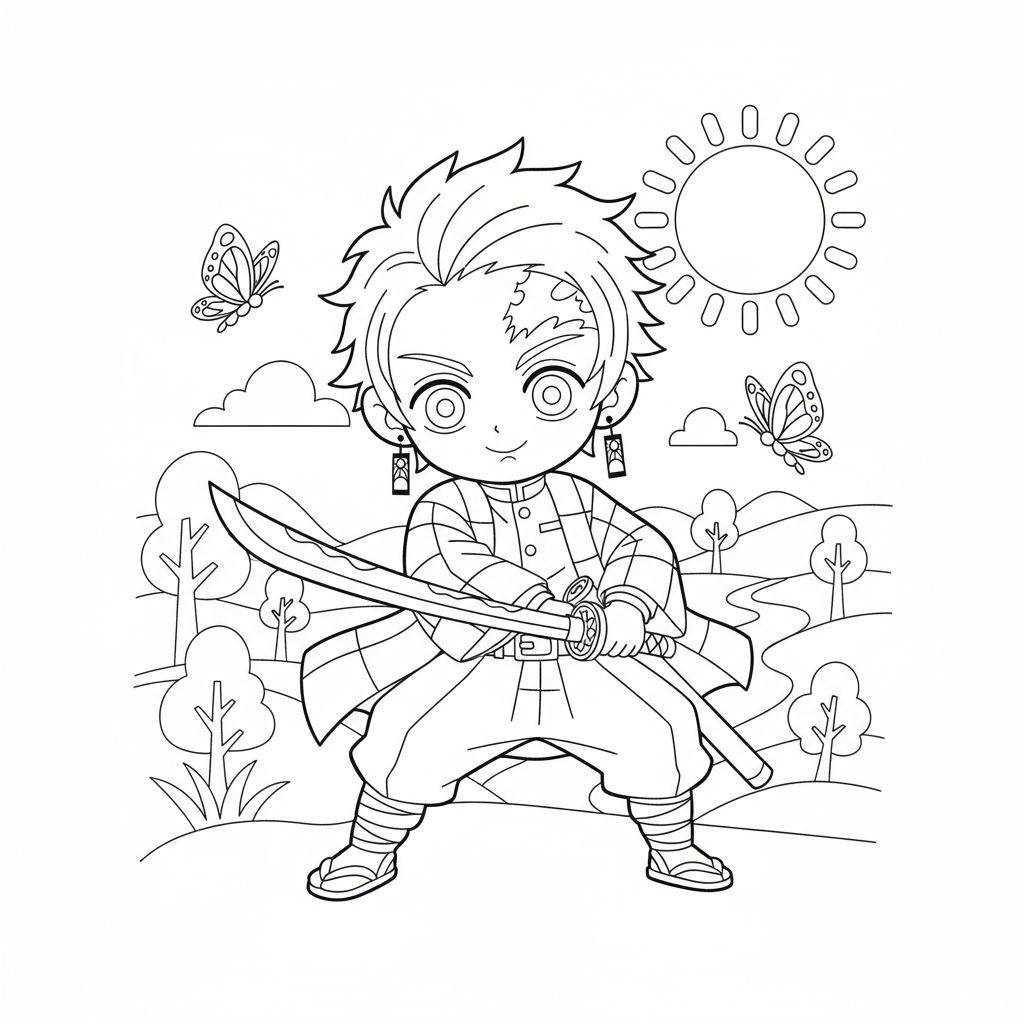 Coloriage coloriage demon slayer tanjiro 3