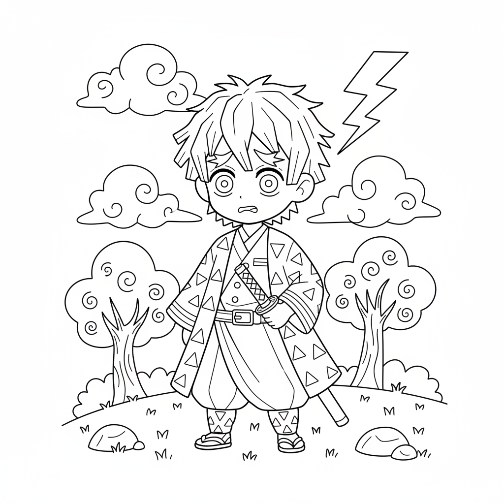 Coloriage coloriage demon slayer zenitsu 3