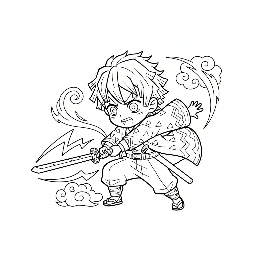 Coloriage coloriage demon slayer zenitsu 5
