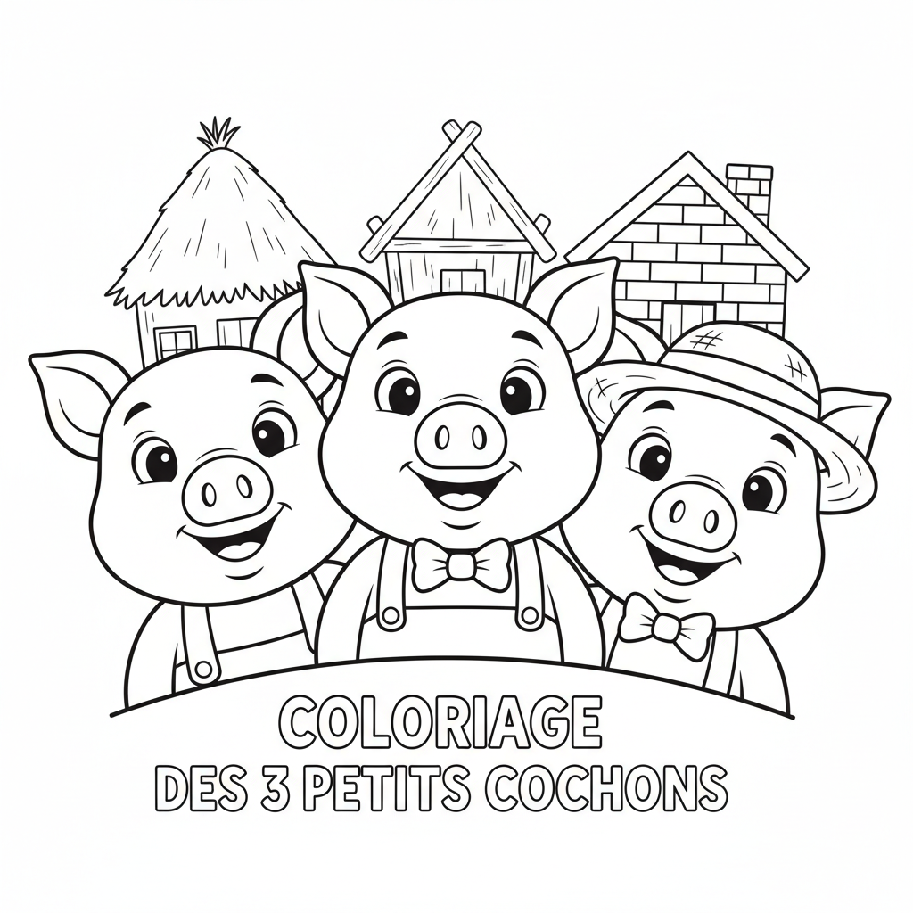 Coloriage coloriage des 3 petit cochon 4