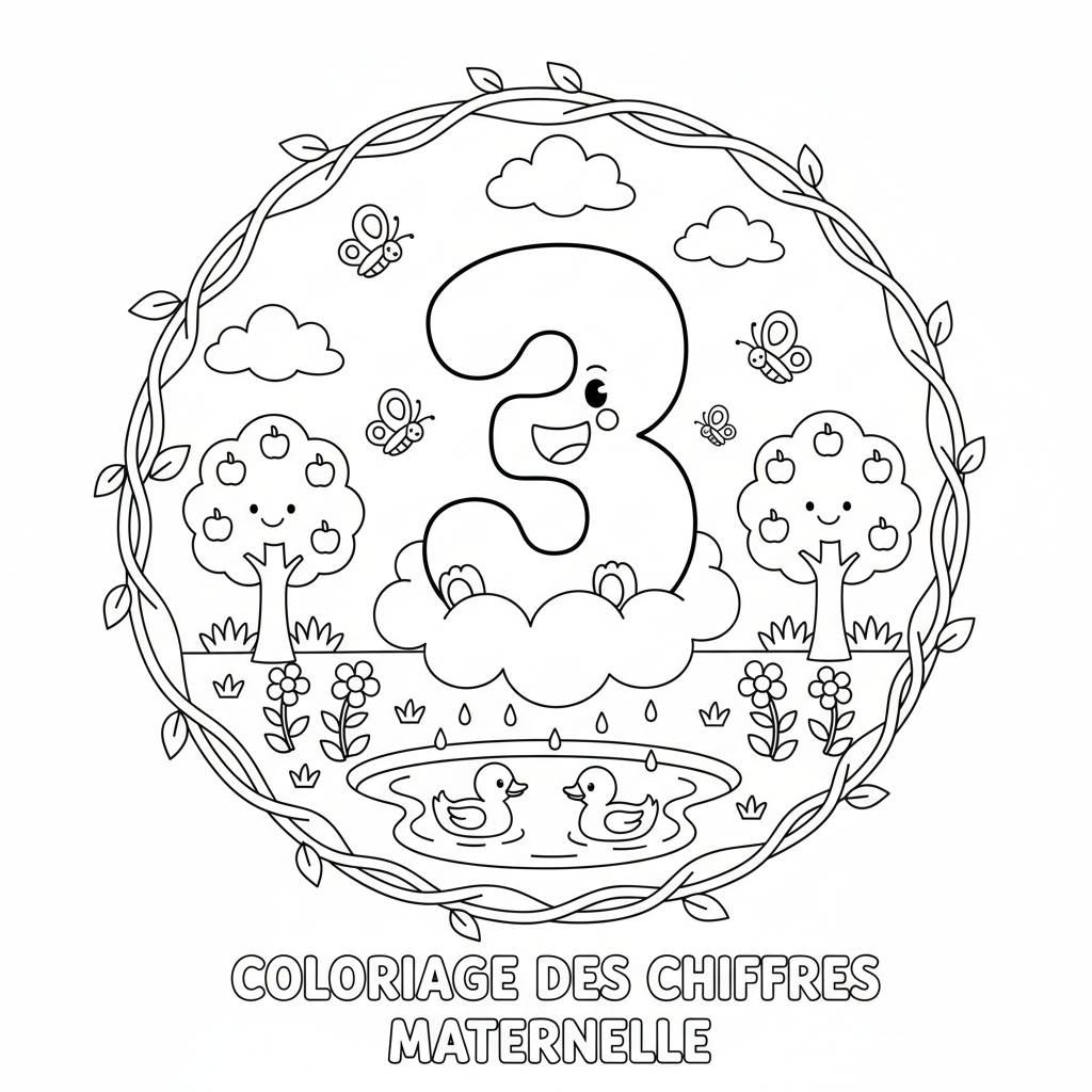 Coloriage coloriage des chiffres maternelle 3