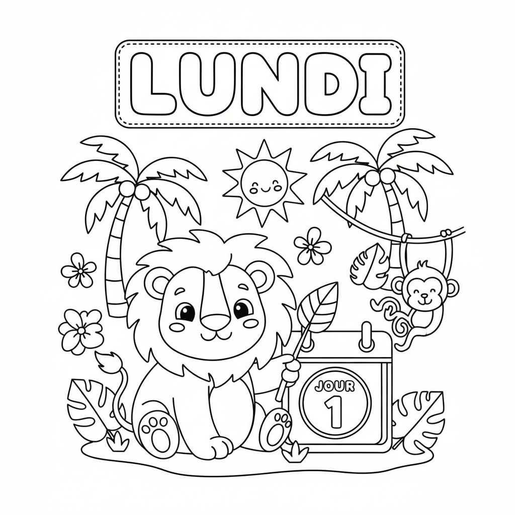 Coloriage Des Jours De La Semaine Gratuit à Imprimer