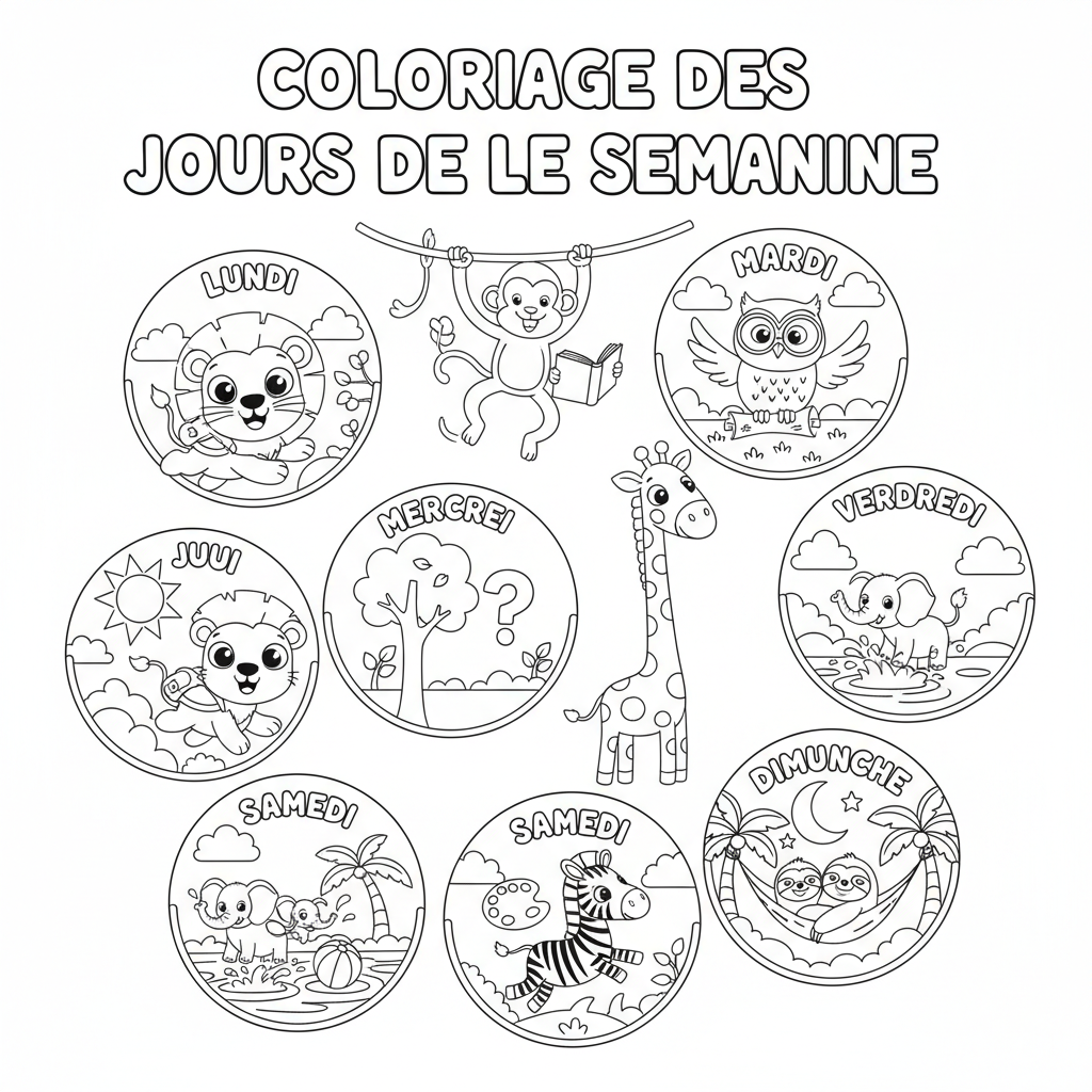 Coloriage coloriage des jours de la semaine 5