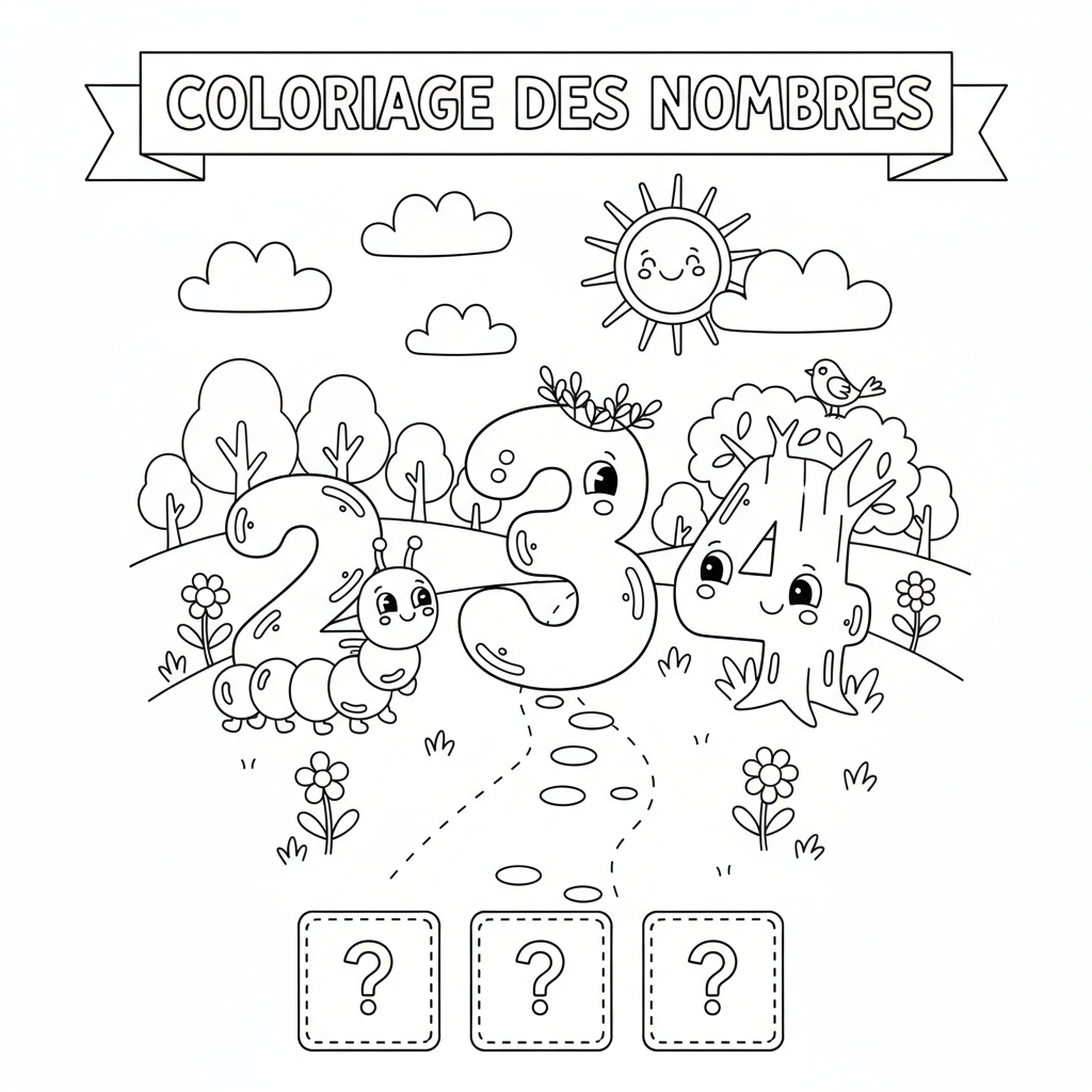 Coloriage coloriage des nombres 3