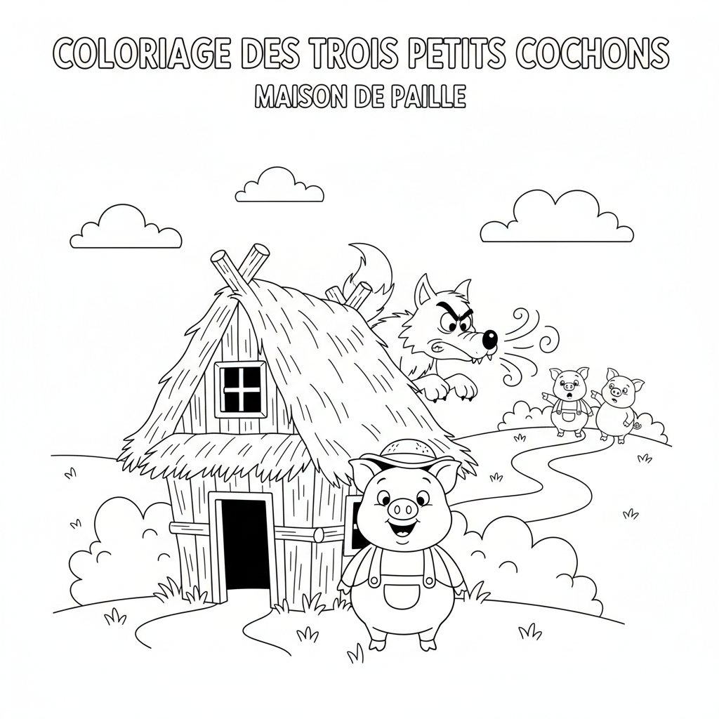 Coloriage coloriage des trois petits cochons 2