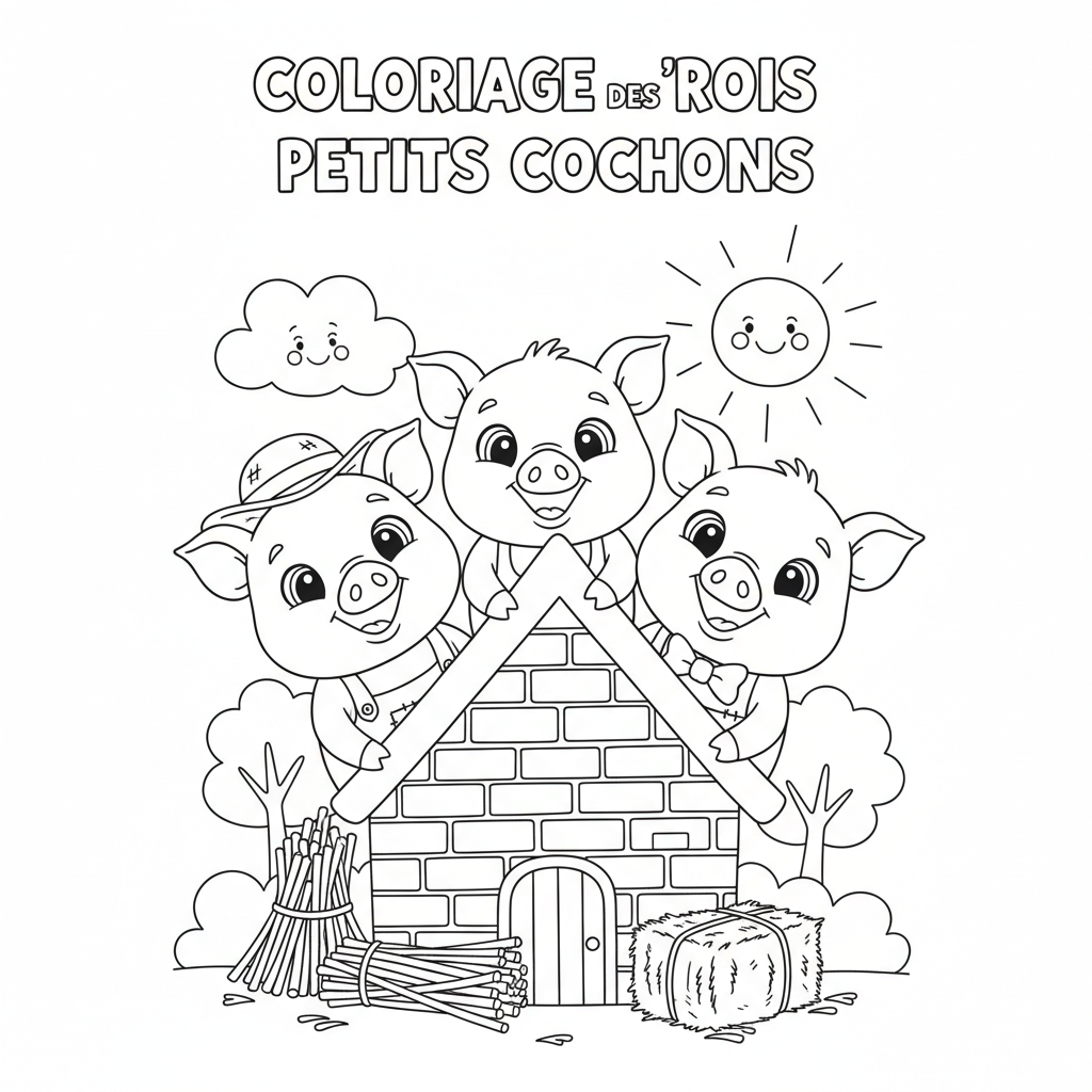 Coloriage coloriage des trois petits cochons 4
