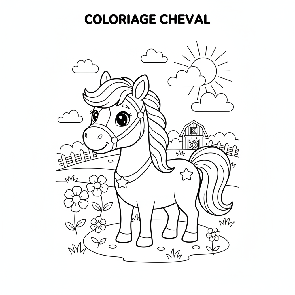 Coloriage coloriage dessin cheval 2
