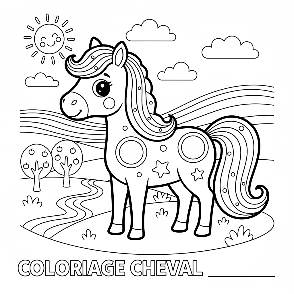 Coloriage coloriage dessin cheval 3
