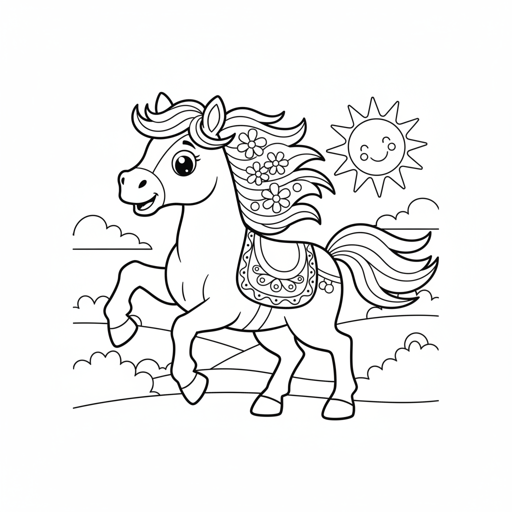 Coloriage coloriage dessin cheval 5