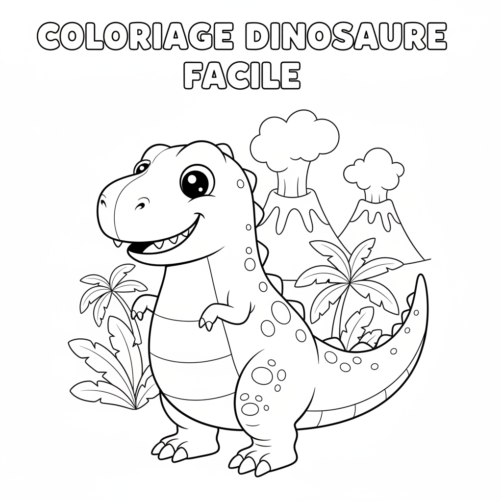 Coloriage coloriage dinosaure facile