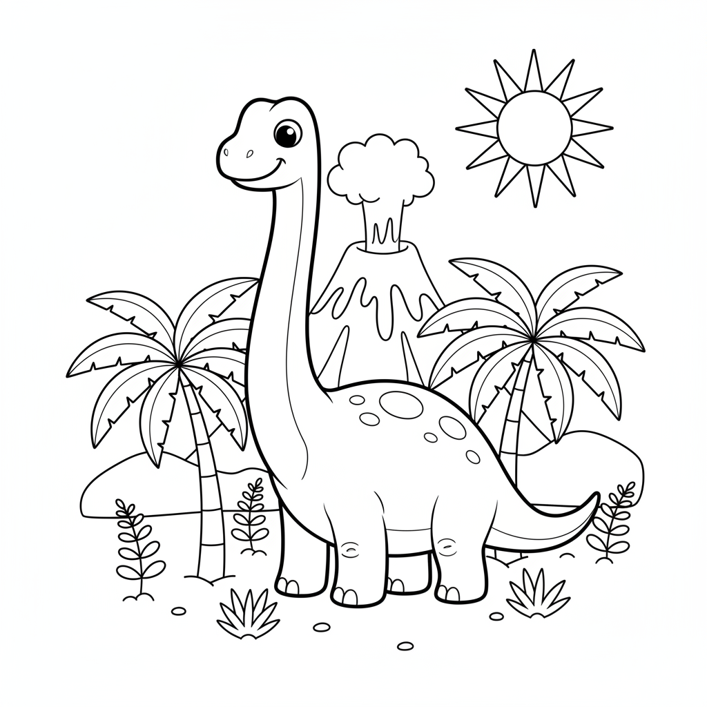 Coloriage coloriage dinosaure facile 3