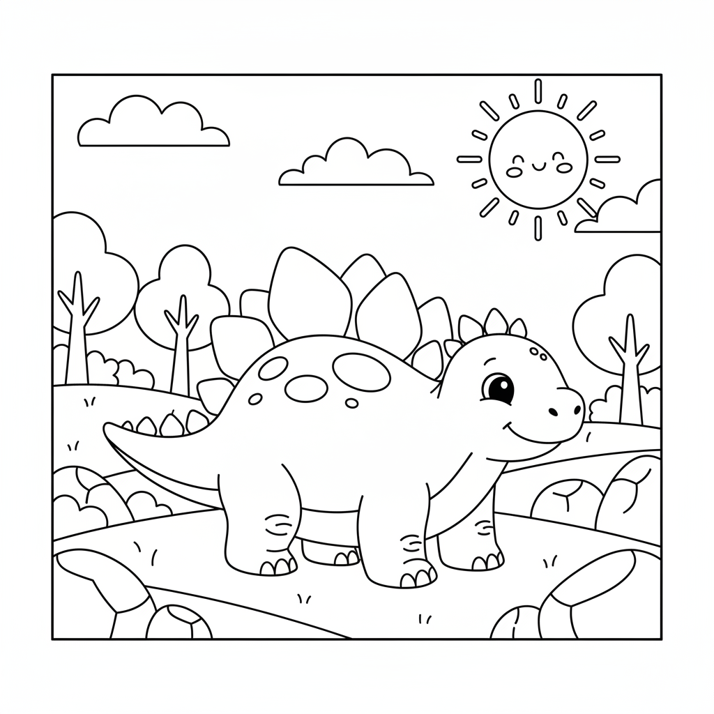 Coloriage coloriage dinosaure mignon 3