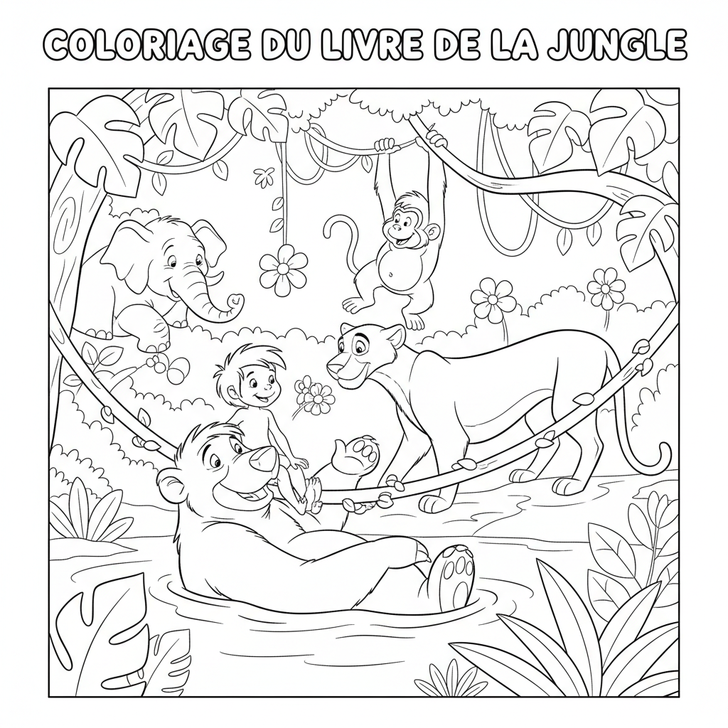 Coloriage coloriage du livre de la jungle 1