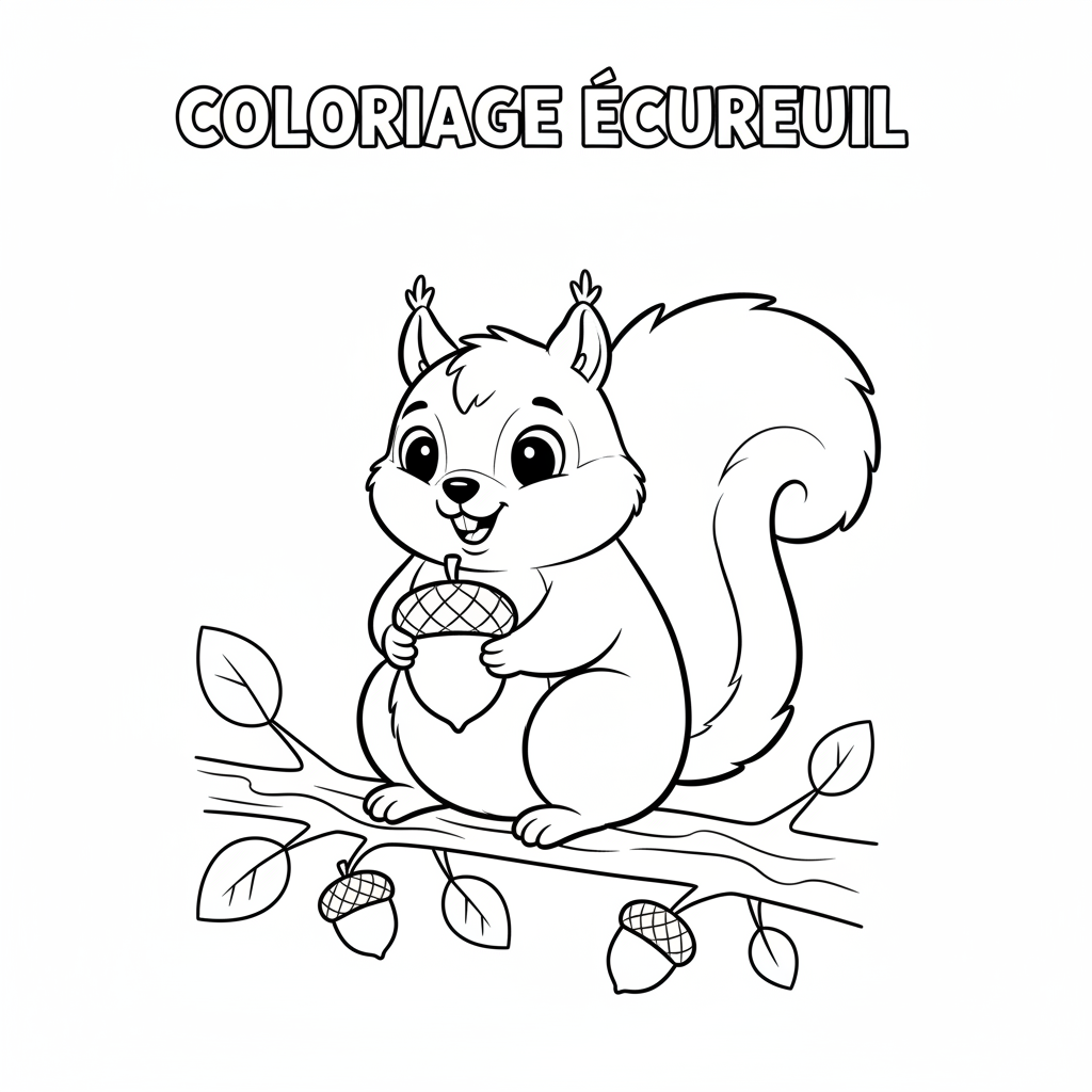 Coloriage Écureuil Gratuit à Imprimer pour Enfants