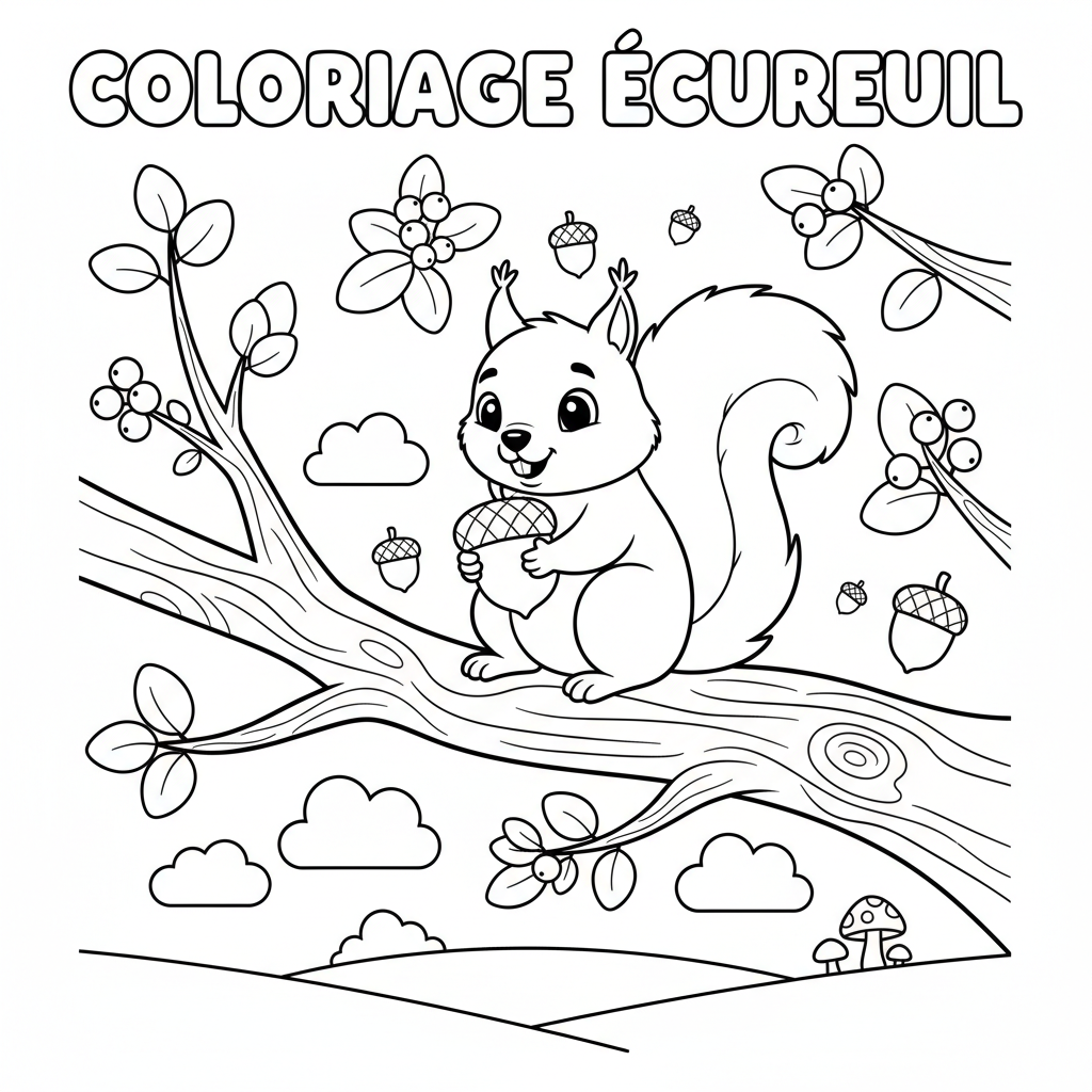 Coloriage coloriage écureuil à imprimer 3