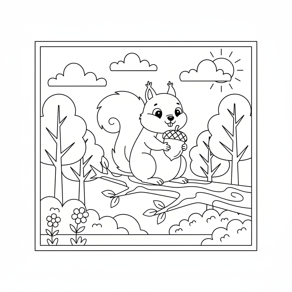 Coloriage coloriage écureuil facile 3