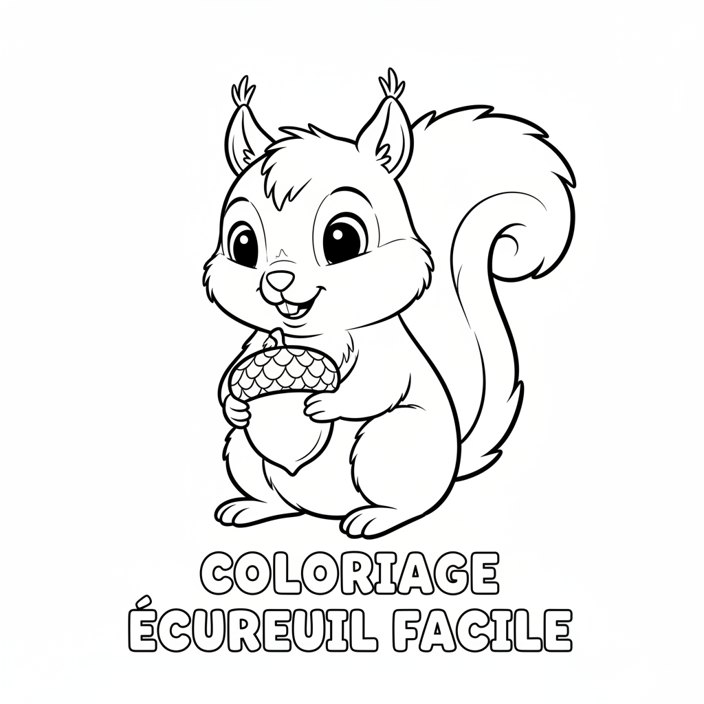 Coloriage coloriage écureuil facile 4