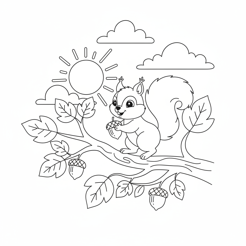 Coloriage coloriage écureuil facile 5