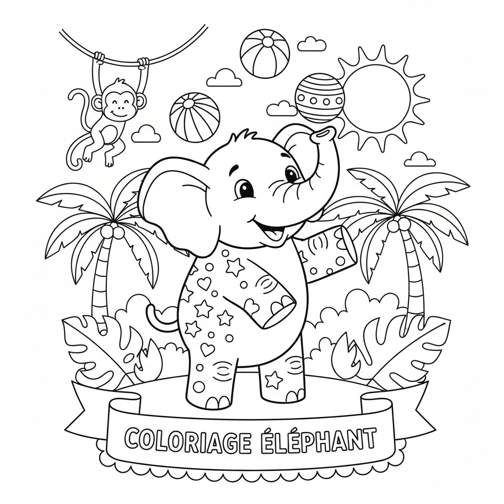 Coloriage coloriage éléphant 2