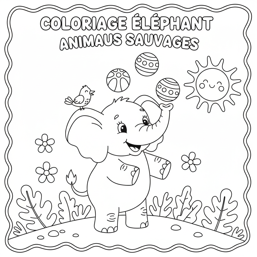 Coloriage coloriage elephant à imprimer 2