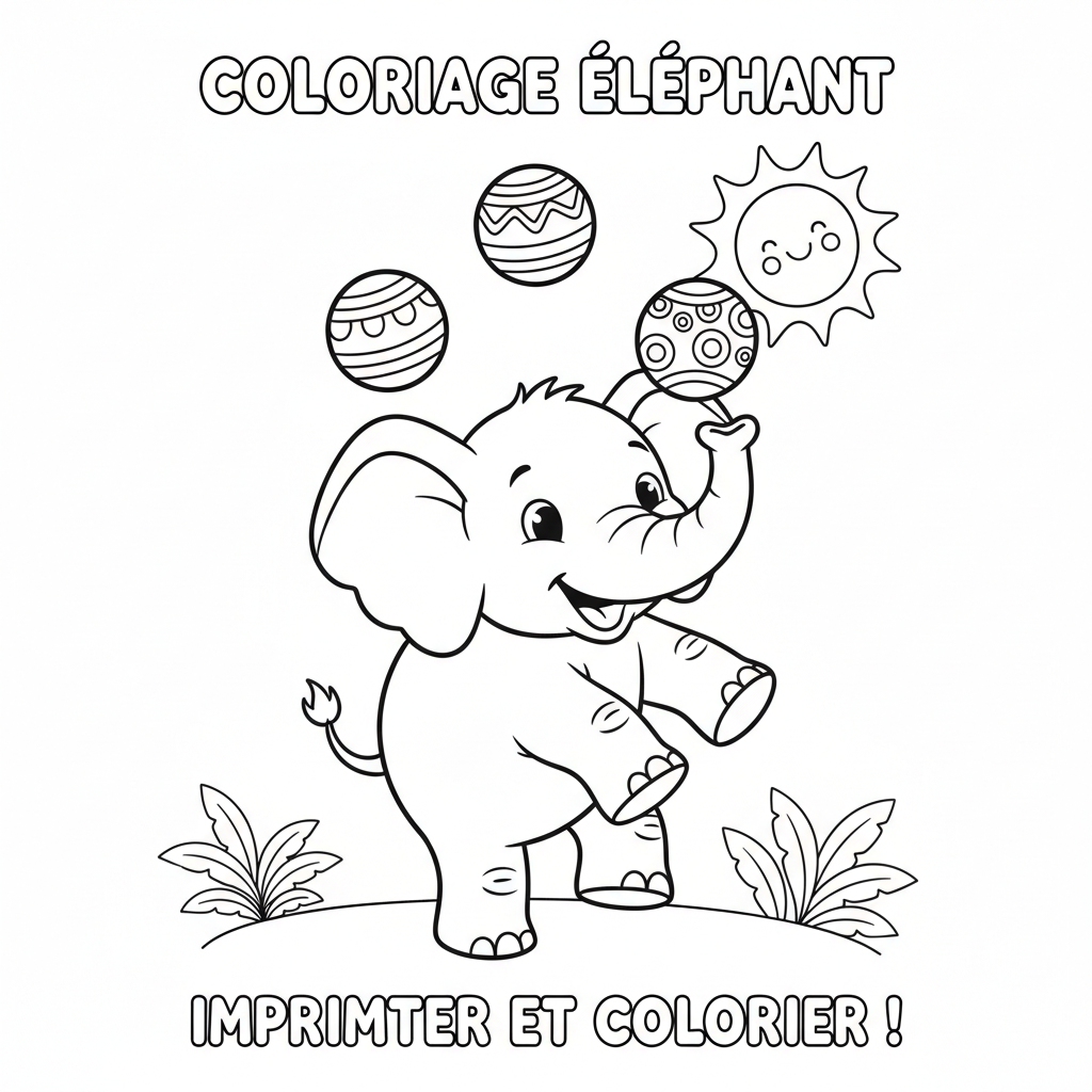 Coloriage coloriage elephant à imprimer 5