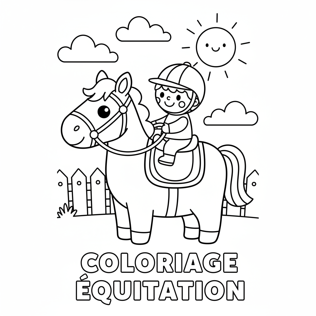 Coloriage coloriage equitation cheval 1