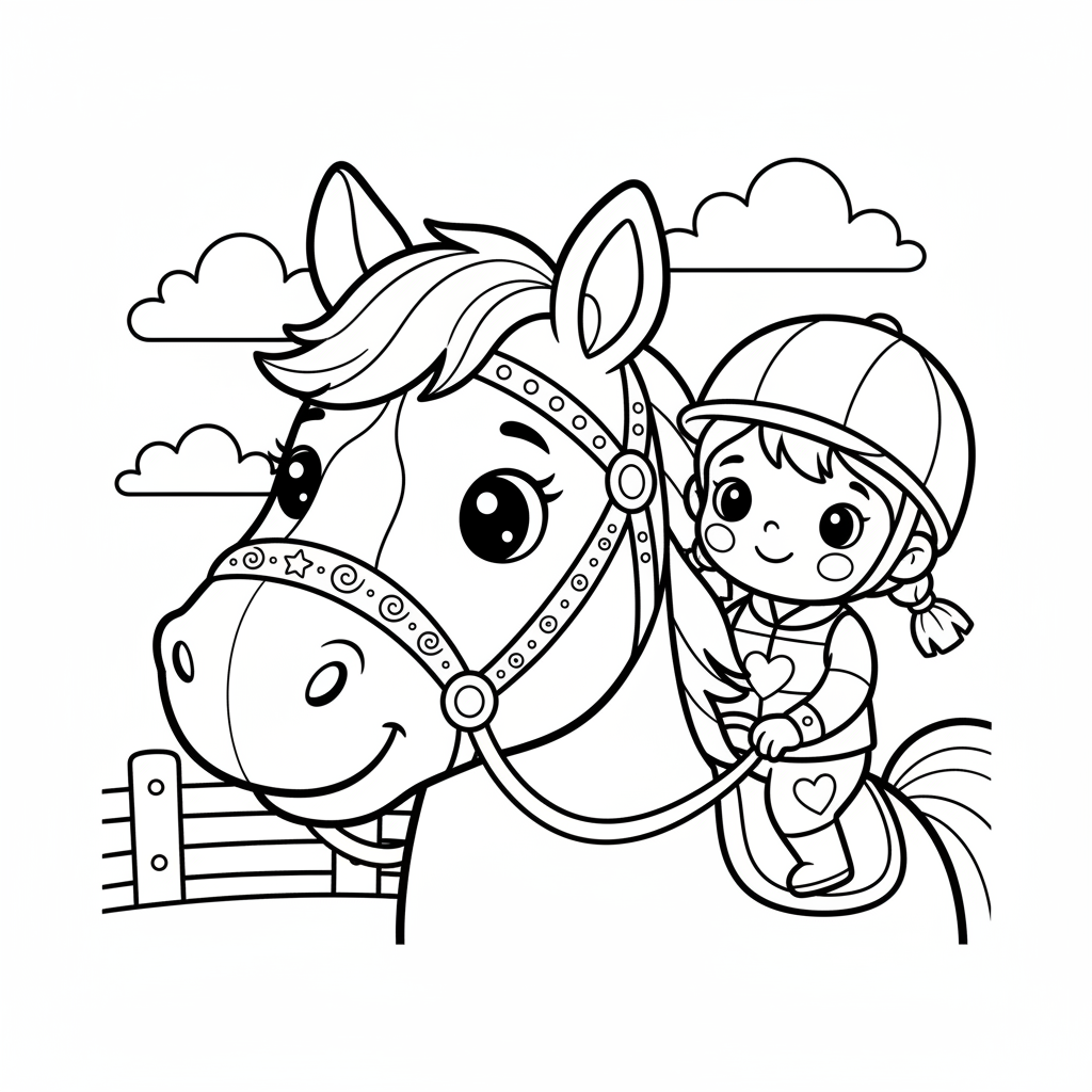 Coloriage coloriage equitation cheval 4