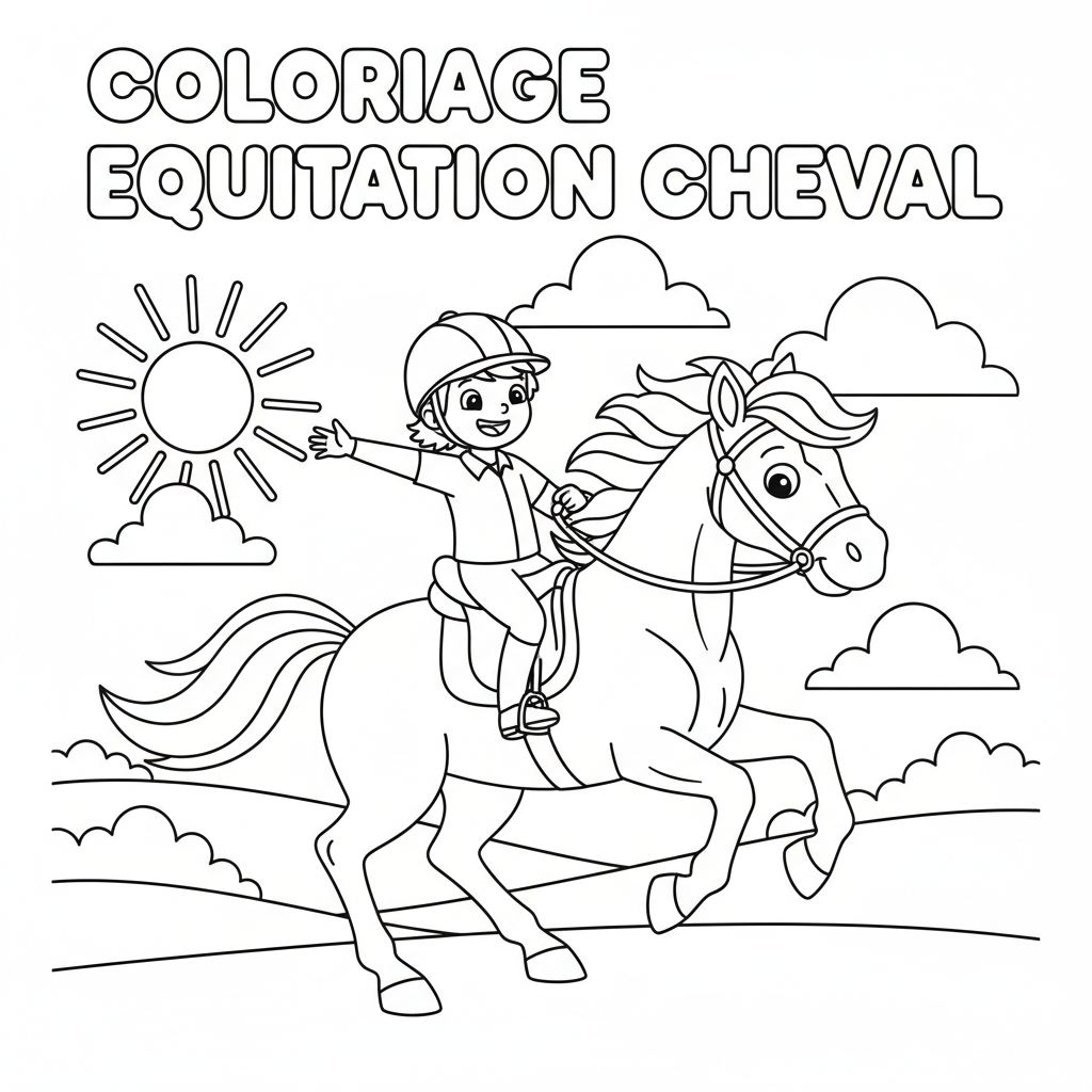 Coloriage coloriage equitation cheval 5