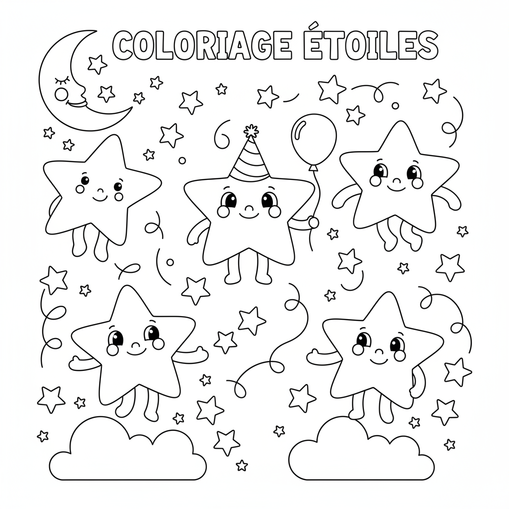 Coloriage Etoiles Gratuit à Imprimer pour Enfants