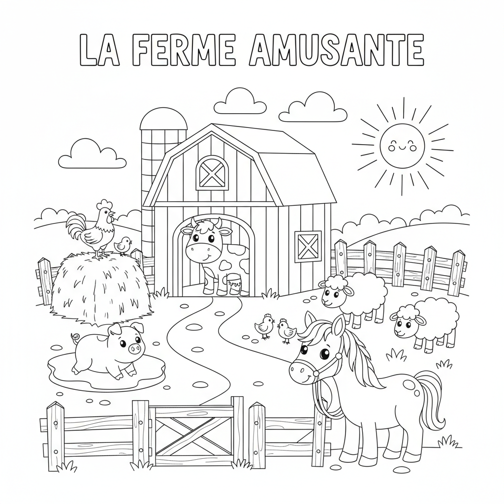 Coloriage coloriage ferme et animaux 3
