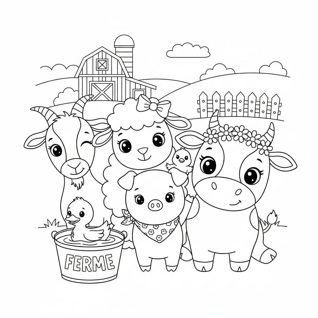 Coloriage coloriage ferme et animaux 4