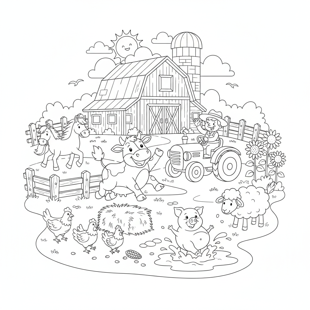 Coloriage coloriage ferme et animaux 5