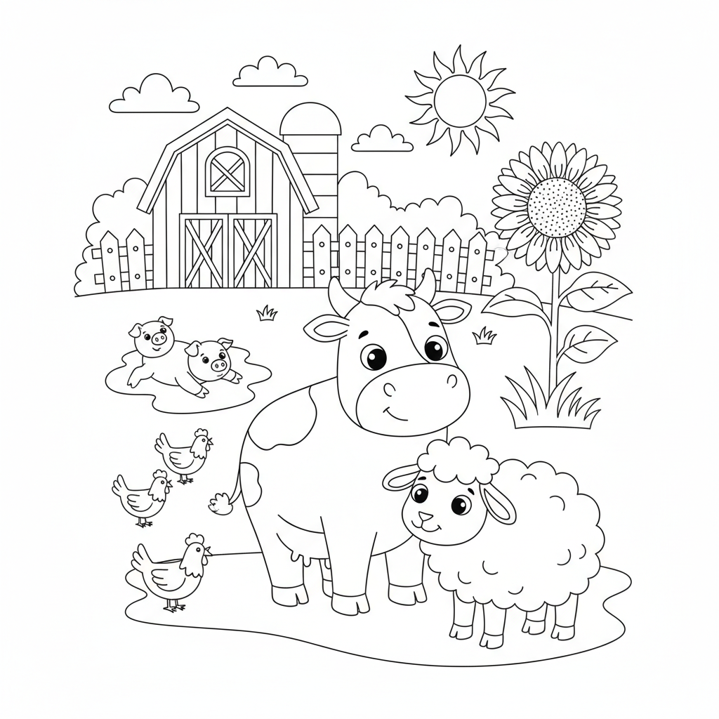 Coloriage coloriage ferme facile 2