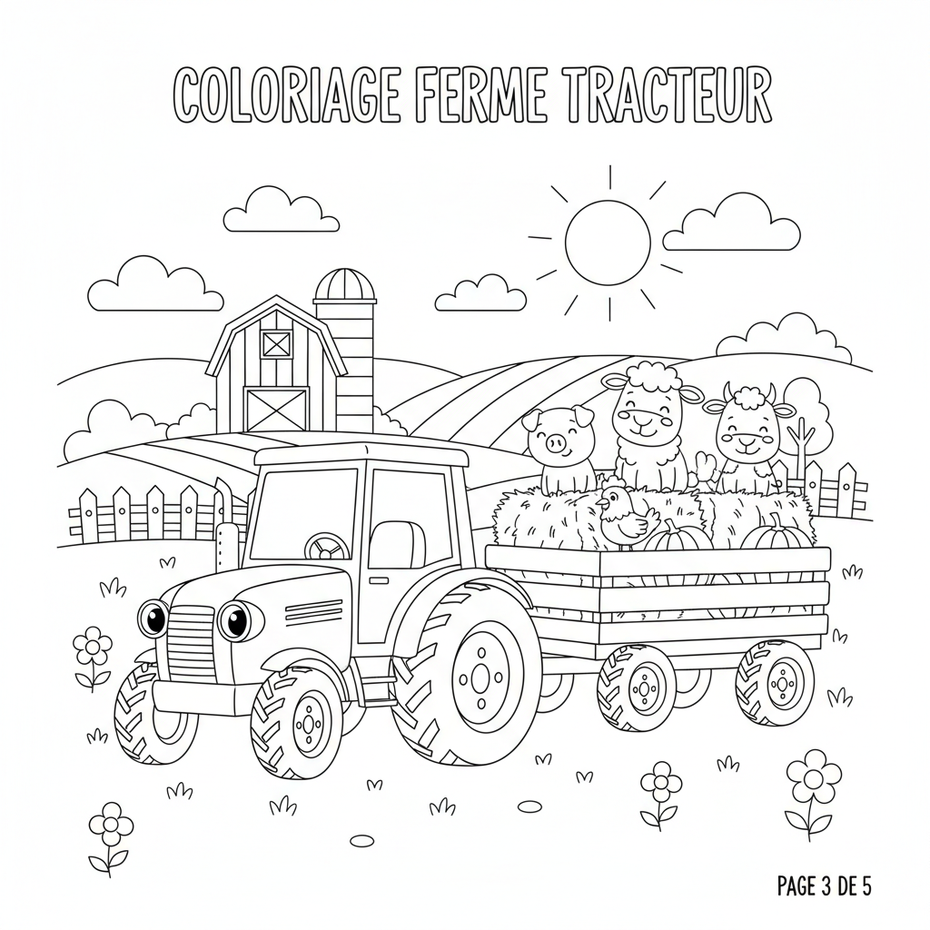 Coloriage coloriage ferme tracteur 3