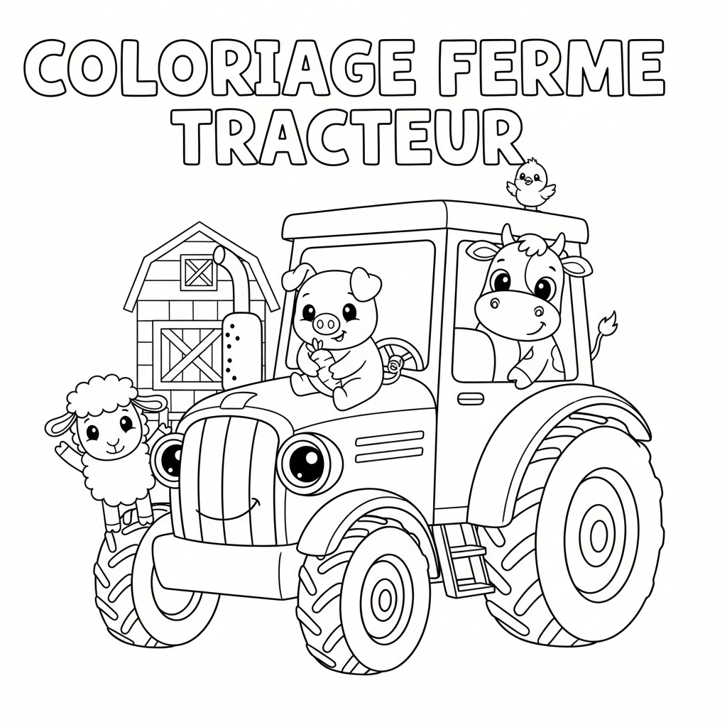 Coloriage coloriage ferme tracteur 4