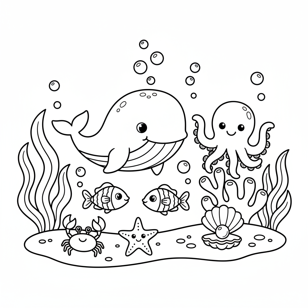 Coloriage Fond Marin Gratuit à Imprimer pour Enfants