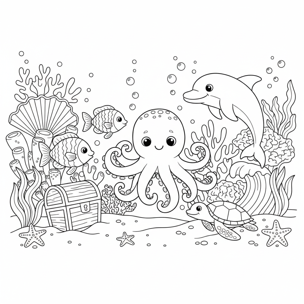 Coloriage coloriage fond marin 2