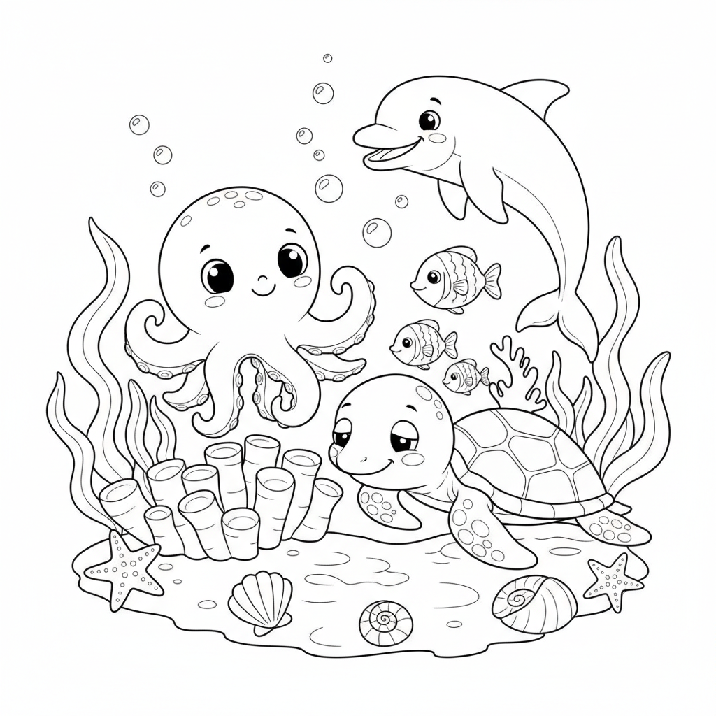 Coloriage coloriage fond marin 4