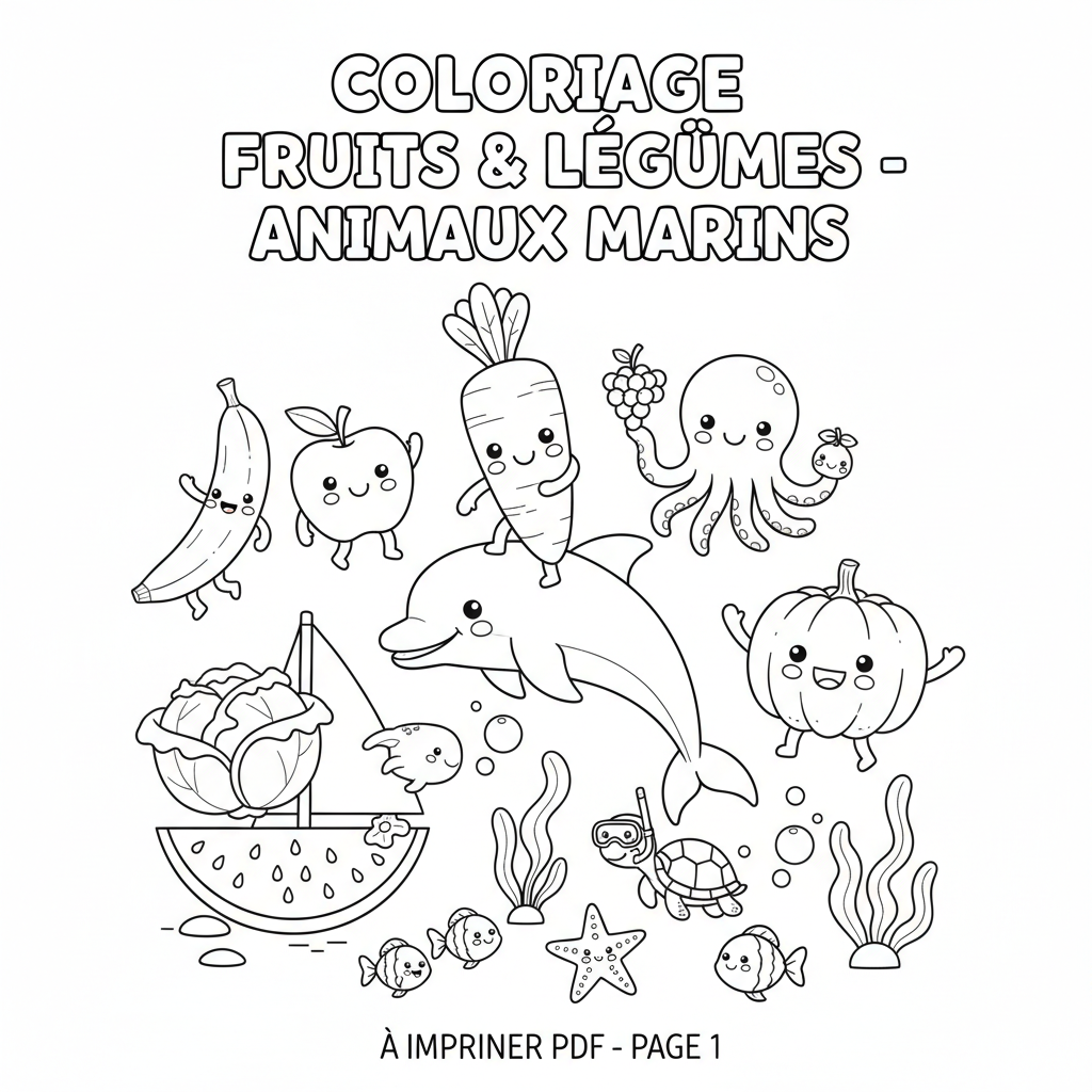Coloriage Fruit Et Légume À Imprimer Pdf Gratuit pour Enfants