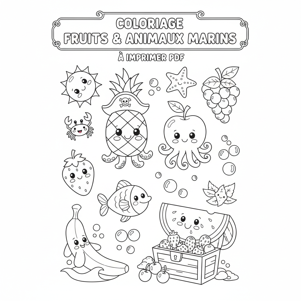Coloriage Fruits À Imprimer Pdf Gratuit pour Enfants