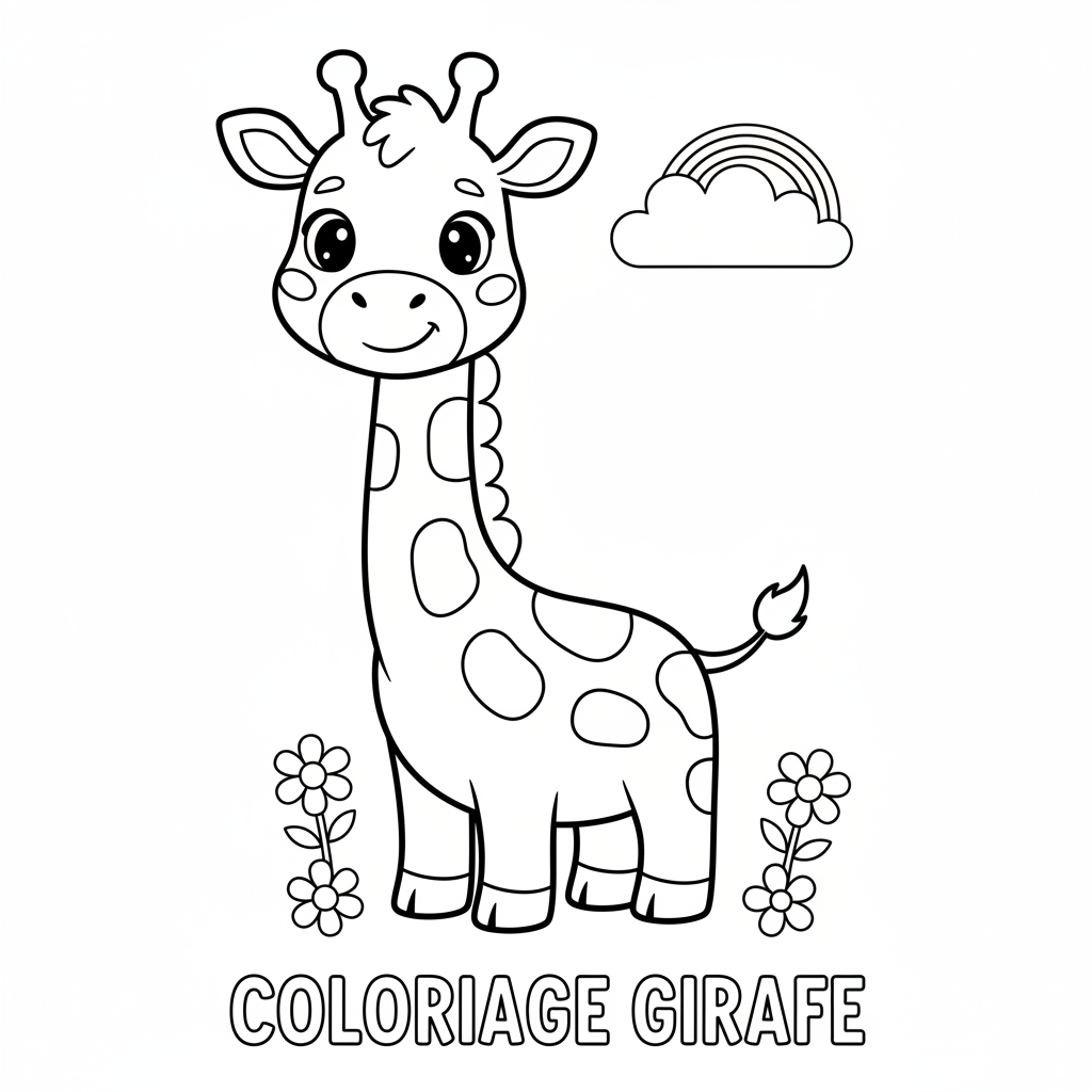 Coloriage Girafe Gratuit à Imprimer pour les Enfants