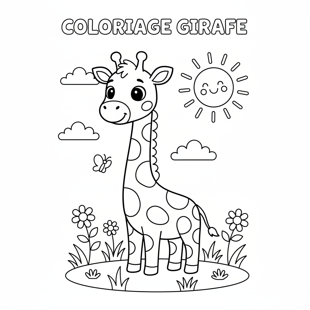 Coloriage Girafe À Imprimer Gratuit pour Enfants