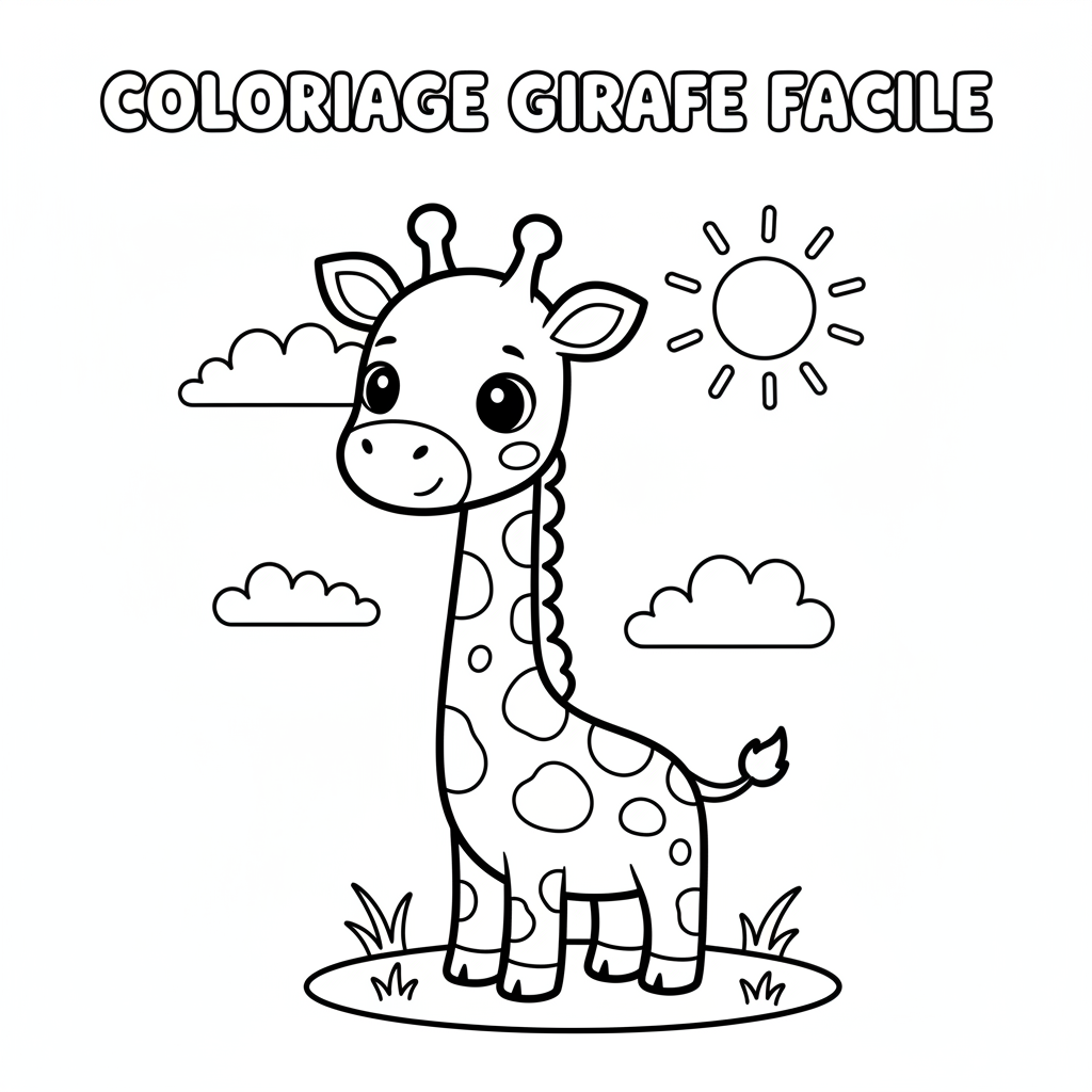 Coloriage Coloriage Girafe Facile Gratuit à Imprimer