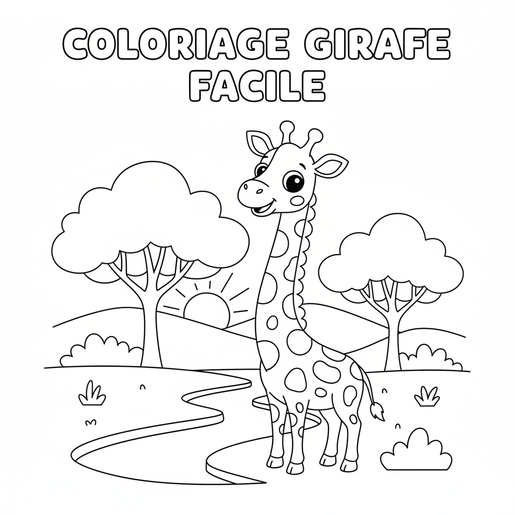 Coloriage coloriage girafe facile 3