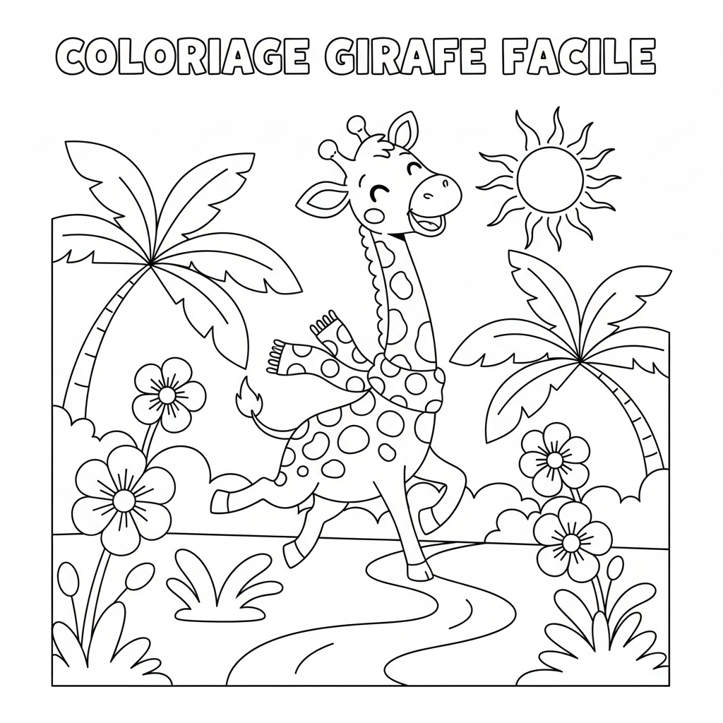 Coloriage coloriage girafe facile 5