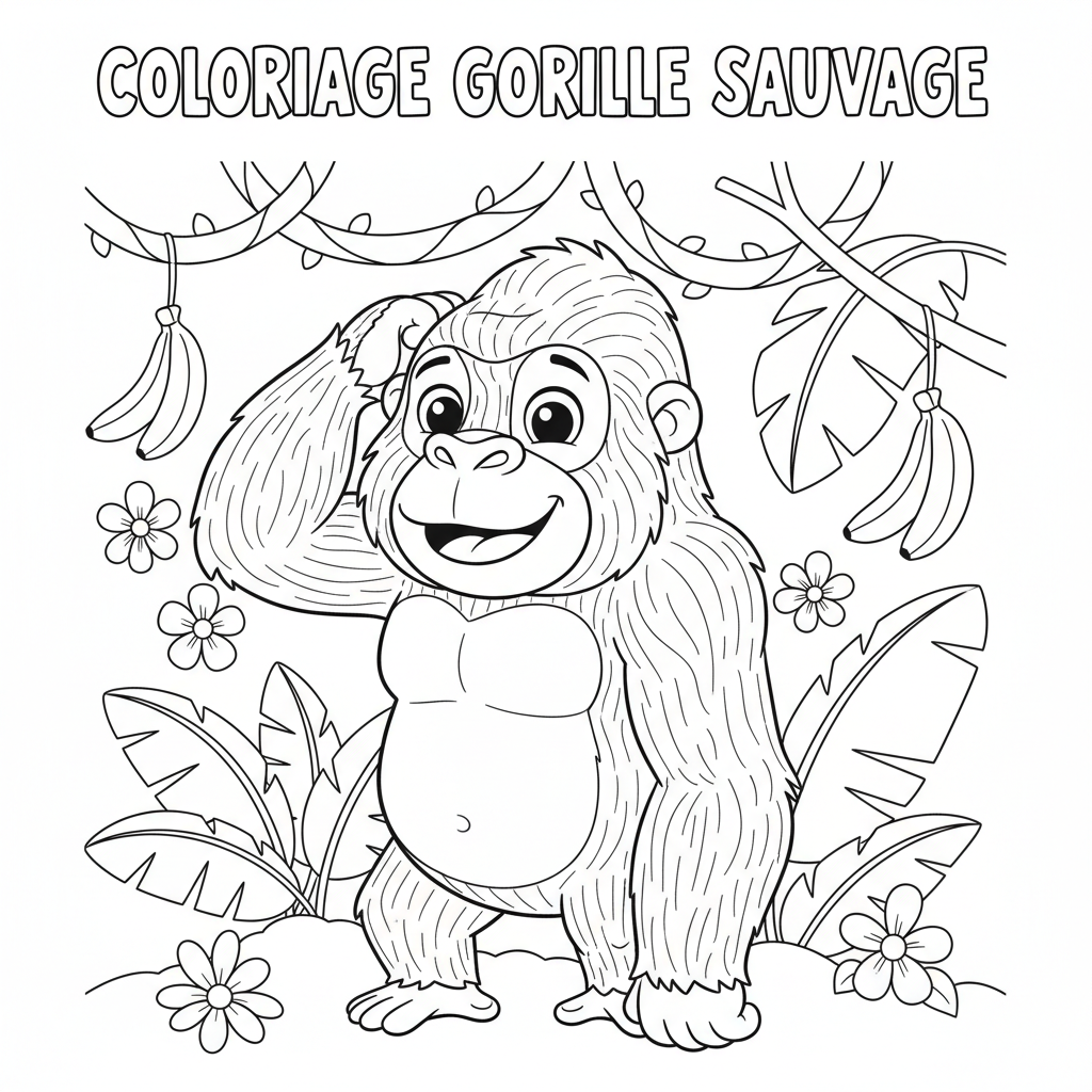 Coloriage coloriage gorille à imprimer 2