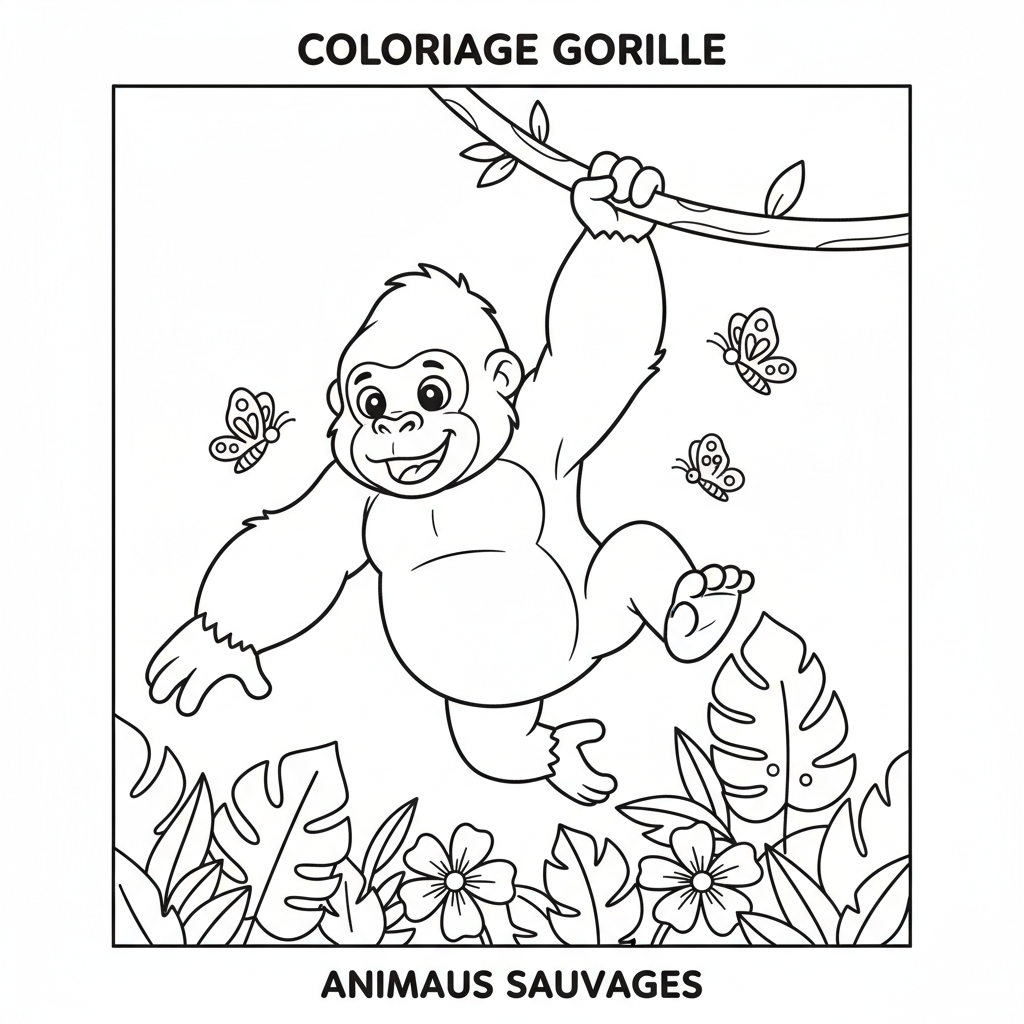 Coloriage coloriage gorille à imprimer 5
