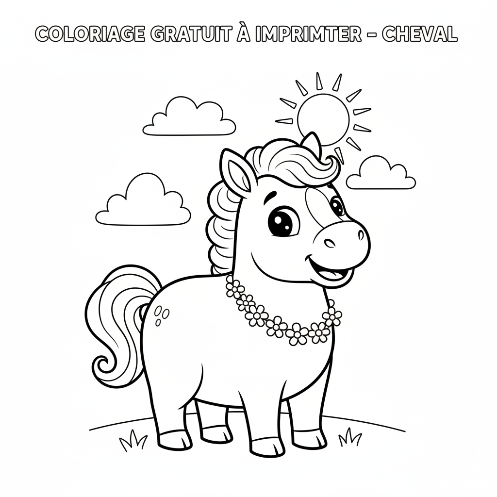 Coloriage Gratuit À Imprimer Cheval pour Enfants Créatifs