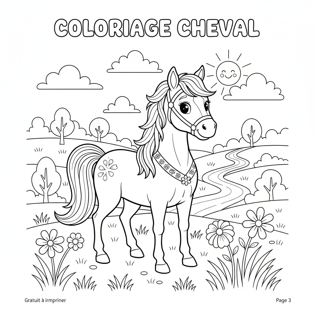 Coloriage coloriage gratuit à imprimer cheval 3